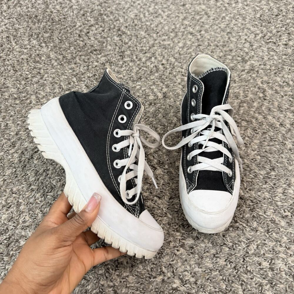 Converse Chuck Taylor All Star Lugged 2.0 High Black White Sneakers Shoe Sz 6.5 - Picture 1 of 8
